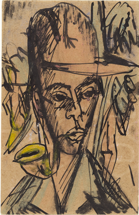 Ernst Ludwig Kirchner. Self-Portrait with Pipe (Selbstbildnis mit Pfeife). (July 23, 1914)