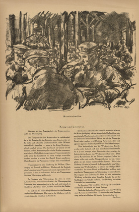 Erich B&uuml;ttner. Troops' Meal (Mannschaftsessen) (headpiece, p. 248) from the periodical Kriegszeit. K&uuml;nstlerflugbl&auml;tter, vol. 1, no. 62 (Feb 1916). 1916