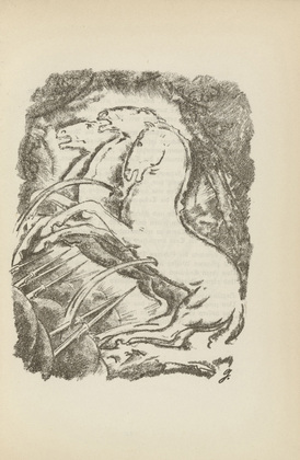 Willi Geiger. Untitled (Three Wounded Horses Rearing) (plate, [p. 129]) from the periodical  Zeit-Echo. Ein Kriegs-Tagebuch der K&uuml;nstler, vol. 1, no. 9 (Feb 1915). 1915