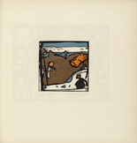Vasily Kandinsky. Landscape with Figures and Crucifix (Landschaft mit Figuren und Kruzifix) (plate, folio 49) from Kl&auml;nge (Sounds). (1913)