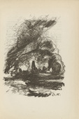 Otto Kopp. Untitled (Burning Village) (plate, [p. 135]) from the periodical  Zeit-Echo. Ein Kriegs-Tagebuch der K&uuml;nstler, vol. 1, no. 9 (Feb 1915). 1915