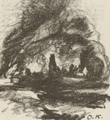 Otto Kopp. Untitled (Burning Village) (plate, [p. 135]) from the periodical  Zeit-Echo. Ein Kriegs-Tagebuch der K&uuml;nstler, vol. 1, no. 9 (Feb 1915). 1915