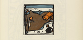 Vasily Kandinsky. Landscape with Figures and Crucifix (Landschaft mit Figuren und Kruzifix) (plate, folio 49) from Kl&auml;nge (Sounds). (1913)