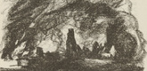 Otto Kopp. Untitled (Burning Village) (plate, [p. 135]) from the periodical  Zeit-Echo. Ein Kriegs-Tagebuch der K&uuml;nstler, vol. 1, no. 9 (Feb 1915). 1915