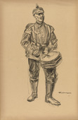 Max Liebermann. Infantry Drummer (Trommelnder Infantrist) (plate, p. 252) from the periodical Kriegszeit. K&uuml;nstlerflugbl&auml;tter, vol. 1, no. 63 (Feb 1916). 1916