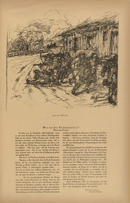 Otto Hamel. Fleeing (Auf der Flucht) (headpiece, p. 253) from the periodical Kriegszeit. K&uuml;nstlerflugbl&auml;tter, vol. 1, no. 63 (Feb 1916). 1916