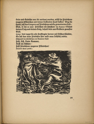 Ernst Barlach. Gorge, gorge, Father Sorrow (Fri&szlig;, Fri&szlig;, Vater Kummer) (in-text plate, page 59) from Der Findling (The Foundling). 1922 (executed 1921)