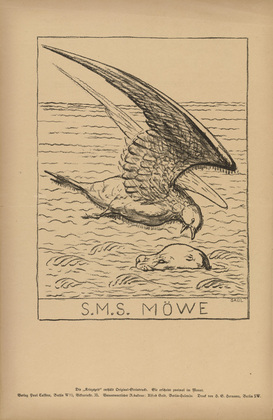 August Gaul. His Majesty's Ship Seagull (S. M. S. M&ouml;we) (plate, p. 254) from the periodical Kriegszeit. K&uuml;nstlerflugbl&auml;tter, vol. 1, no. 63 (Feb 1916). 1916