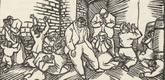Max Unold. Untitled (Seeking Refuge in Basement) (plate, [p. 153]) from the periodical  Zeit-Echo. Ein Kriegs-Tagebuch der K&uuml;nstler, vol. 1, no. 11 (Mar 1915). 1915