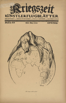 August Gaul. It's No Longer Enough! (Es langt nicht mehr) (in-text plate, p. 255) from the periodical Kriegszeit. K&uuml;nstlerflugbl&auml;tter, vol. 1, no. 64/65 (March 1916). 1916