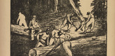 Carl Olof Petersen. French Prisoners at Work (Franz&ouml;sische Gefangene bei der Arbeit) (plate, p. 256) from the periodical Kriegszeit. K&uuml;nstlerflugbl&auml;tter, vol. 1, no. 64/65 (March 1916). 1916