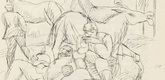 Rudolf Grossmann. Untitled (Encamped Uhlans) (plate, [p. 159]) from the periodical  Zeit-Echo. Ein Kriegs-Tagebuch der K&uuml;nstler, vol. 1, no. 11 (Mar 1915). 1915