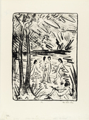 Otto Mueller. Five Girls by a Pond in the Woods (1) [F&uuml;nf M&auml;dchen am Waldteich (2)]. (c. 1919)