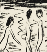 Otto Mueller. Five Girls by a Pond in the Woods (1) [F&uuml;nf M&auml;dchen am Waldteich (2)]. (c. 1919)
