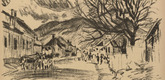 Friedrich Tischler. Kraljevo (headpiece, p. 257) from the periodical Kriegszeit. K&uuml;nstlerflugbl&auml;tter, vol. 1, no. 64/65 (March 1916). 1916