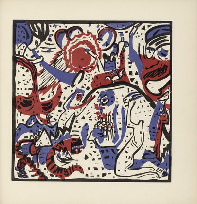 Vasily Kandinsky. Great Resurrection (Grosse Auferstehung) (plate, folio 52) from Kl&auml;nge (Sounds). (1913)