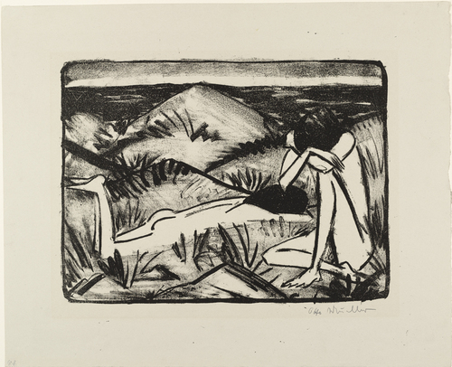 Otto Mueller. Two Girls in the Dunes at Sylt (Zwei M&auml;dchen in den D&uuml;nen, Sylt). (1920-24)