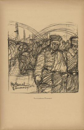Otto Hamel. Transport of the Wounded (Verwundeteten-Transport) (plate, p. 258) from the periodical Kriegszeit. K&uuml;nstlerflugbl&auml;tter, vol. 1, no. 64/65 (March 1916). 1916