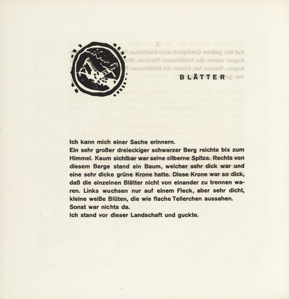 Vasily Kandinsky. Vignette next to "Leaves" (Vignette bei "Bl&auml;tter") (plate, folio 52) from Kl&auml;nge (Sounds). (1913)