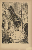 Hermann Kaiser. Church Near Arras (Kirche bei Arras) (plate, p. 261) from the periodical Kriegszeit. K&uuml;nstlerflugbl&auml;tter, vol. 1, no. 64/65 (End of March 1916). 1916
