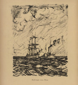 Ulrich H&uuml;bner. Bringing in a Prize (Einbringen einer Prise) (in-text plate, p. 262) from the periodical Kriegszeit. K&uuml;nstlerflugbl&auml;tter, vol. 1, no. 64/65 (End of March 1916). 1916