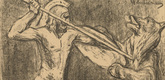 Max Liebermann. Hercules-Hindenburg Slays the Russian Bear (Herkules-Hindenburg erschl&auml;gt den russischen B&auml;ren)  (in-text plate, p. 24) from the periodical Kriegszeit. K&uuml;nstlerflugbl&auml;tter, vol. 1, no. 6 (30 Sept 1914). 1914