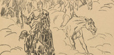 Wilhelm Tr&uuml;bner. Greeting of the Valkyries (Walk&uuml;rengru&szlig;) (plate, p. 27) from the periodical Kriegszeit. K&uuml;nstlerflugbl&auml;tter, vol. 1, no. 7 (7 Oct 1914). 1914