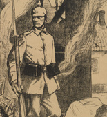 Arthur Kampf. The Watchman on the Mause (Die Wacht an der Maas) (plate, p. 2) from the periodical Kriegszeit. K&uuml;nstlerflugbl&auml;tter, vol. 1, no. 1 (31 Aug 1914). 1914