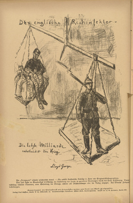 Max Liebermann. The English Miscalculation (Der englische Rechenfehler) (in-text plate, p. 28) from the periodical Kriegszeit. K&uuml;nstlerflugbl&auml;tter, vol. 1, no. 7 (7 Oct 1914). 1914