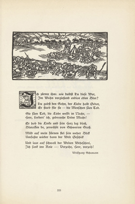 Max Unold. Untitled (Infantrymen's Camp) (headpiece, p. 225) from the periodical  Zeit-Echo. Ein Kriegs-Tagebuch der K&uuml;nstler, vol. 1, no. 15 (May 1915). 1915