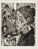 Ernst Ludwig Kirchner. Peasant Woman with Boy at Table (B&auml;uerin mit Knaben am Tisch). (1917)