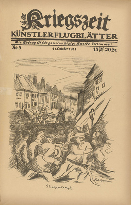 Rudolf Grossmann. Street Battle (Stra&szlig;enkampf) (in-text plate, p. 29) from the periodical Kriegszeit. K&uuml;nstlerflugbl&auml;tter, vol. 1, no. 8 (14 Oct 1914). 1914
