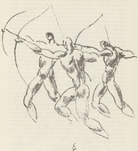 Edwin Scharff. Untitled (Three Archers) (plate, [p. 231]) from the periodical  Zeit-Echo. Ein Kriegs-Tagebuch der K&uuml;nstler, vol. 1, no. 15 (May 1915). 1915