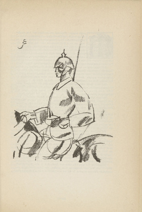 Edwin Scharff. Cavalryman (Schwerer Reiter) (plate, [p. 233]) from the periodical  Zeit-Echo. Ein Kriegs-Tagebuch der K&uuml;nstler, vol. 1, no. 16 (June 1915). 1915