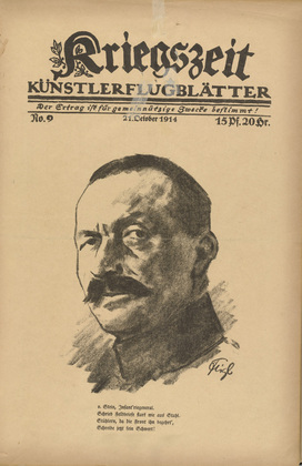 Friedrich Feigl. Von Stein, Infantry General (Von Stein, Infantriegeneral) (in-text plate, p. 33) from the periodical Kriegszeit. K&uuml;nstlerflugbl&auml;tter, vol. 1, no. 9 (21 Oct 1914). 1914