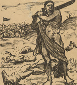 Wilhelm Oesterle. I am the Sword (Ich bin das Schwert)  (headpiece, p. 34) from the periodical Kriegszeit. K&uuml;nstlerflugbl&auml;tter, vol. 1, no. 9 (21 Oct 1914). 1914