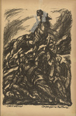 Otto Hettner. Destroyed Battery (Zerschossene Batterie) (plate, p. 35) from the periodical Kriegszeit. K&uuml;nstlerflugbl&auml;tter, vol. 1, no. 9 (21 Oct 1914). 1914