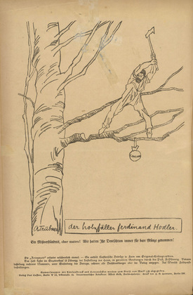 Alice Tr&uuml;bner. Ferdinand Hodler, the Woodcutter (Der Holzf&auml;ller Ferdinand Hodler) (in-text plate, p. 32) from the periodical Kriegszeit. K&uuml;nstlerflugbl&auml;tter, vol. 1, no. 9 (21 Oct 1914). 1914