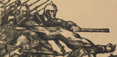 Otto Hettner. The First Flag (Die erste Fahne) (plate, p. 3) from the periodical Kriegszeit. K&uuml;nstlerflugbl&auml;tter, vol. 1, no. 1 (31 Aug 1914). 1914