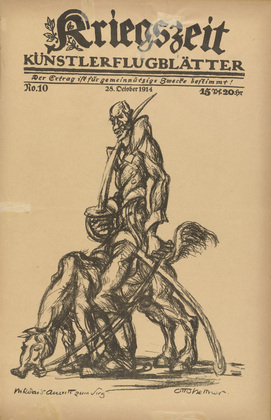 Otto Hettner. Nikolai's Ride to Victory (Nikolais Ausritt zum Sieg) (in-text plate, p. 37) from the periodical Kriegszeit. K&uuml;nstlerflugbl&auml;tter, vol. 1, no. 10 (28 Oct 1914). 1914