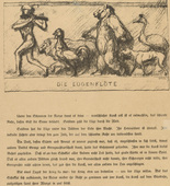August Gaul. The Lying Flute (Die L&uuml;genfl&ouml;te) (headpiece, p. 38) from the periodical Kriegszeit. K&uuml;nstlerflugbl&auml;tter, vol. 1, no. 10 (28 Oct 1914). 1914