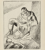 Edwin Scharff. Untitled (Warrior Resting) (plate, [p. 13]) from the periodical  Zeit-Echo. Ein Kriegs-Tagebuch der K&uuml;nstler, vol. 1, no. 2 (Sept 1914). 1914