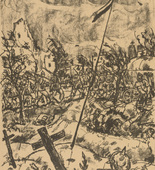 Erich B&uuml;ttner. The Flag in the Field (Die Fahne im Feld) (plate, p. 42) from the periodical Kriegszeit. K&uuml;nstlerflugbl&auml;tter, vol. 1, no. 11 (4 Nov 1914). 1914