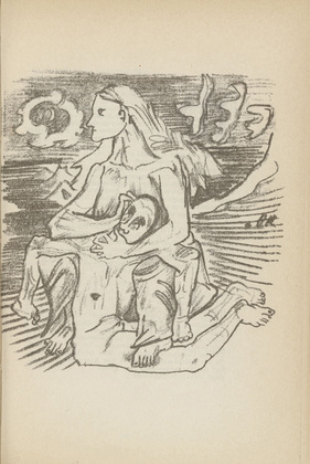 Oskar Kokoschka. Untitled (Man Lying in the Lap of Woman) (plate, [p. 299]) from the periodical  Zeit-Echo. Ein Kriegs-Tagebuch der K&uuml;nstler, vol. 1, no. 20 (Aug 1915). 1915