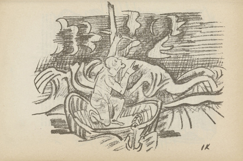 Oskar Kokoschka. Untitled (Man in Boat) (plate, [p. 303]) from the periodical  Zeit-Echo. Ein Kriegs-Tagebuch der K&uuml;nstler, vol. 1, no. 20 (Aug 1915). 1915