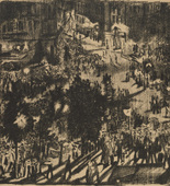 Max Oppenheimer (MOPP). Victory News (Siegesnachrichten) (headpiece, p. 4) from the periodical Kriegszeit. K&uuml;nstlerflugbl&auml;tter, vol. 1, no. 1 (31 Aug 1914). 1914