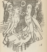 Oskar Kokoschka. Untitled (Sun Over a Bird-like Couple) (plate, [p. 305]) from the periodical  Zeit-Echo. Ein Kriegs-Tagebuch der K&uuml;nstler, vol. 1, no. 20 (Aug 1915). 1915