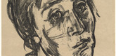 Oskar Kokoschka. K&auml;the Richter (Head, Slightly Tilted Back) [K&auml;the Richter (Kopf, leicht zur&uuml;ckgeneigt)] (plate, preceding p. 289) from the periodical Das Kunstblatt, vol. 1, no. 10 (Oct 1917). 1917