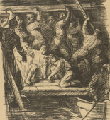 Georg Greve-Lindau. Nighttime Spadework (N&auml;chtliche Pionierarbeit) (plate, p. 46) from the periodical Kriegszeit. K&uuml;nstlerflugbl&auml;tter, vol. 1, no. 12 (11 Nov 1914). 1914