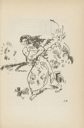 Franz Reinhardt. Untitled (Woman Fleeing with Child) (plate, [p. 319]) from the periodical  Zeit-Echo. Ein Kriegs-Tagebuch der K&uuml;nstler, vol. 1, no. 21 (Aug 1915). 1915